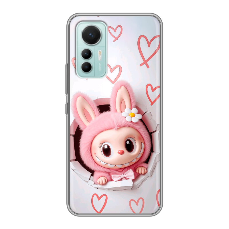 Силиконовый чехол на Xiaomi 12 Lite с принтом Labubu Лабубу Силиконовый чехол на Xiaomi 12 Lite с принтом Labubu Лабубу