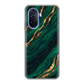 Силиконовый чехол на Huawei Nova Y70 с принтом Мрамор зеленое золото Силиконовый чехол на Huawei Nova Y70 с принтом Мрамор зеленое золото