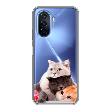 Силиконовый чехол на Huawei Nova Y70 с принтом Кошки Силиконовый чехол на Huawei Nova Y70 с принтом Кошки