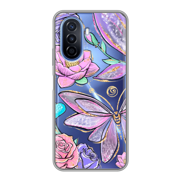 Силиконовый чехол на Huawei Nova Y70 с принтом Бабочки и цветы Силиконовый чехол на Huawei Nova Y70 с принтом Бабочки и цветы