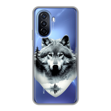 Силиконовый чехол на Huawei Nova Y70 с принтом Волк в лесу Силиконовый чехол на Huawei Nova Y70 с принтом Волк в лесу