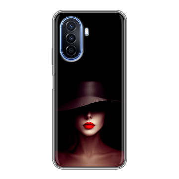 Силиконовый чехол на Huawei Nova Y70 с принтом Девушка в шляпе