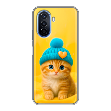 Силиконовый чехол на Huawei Nova Y70 с принтом Котенок в шапке Силиконовый чехол на Huawei Nova Y70 с принтом Котенок в шапке