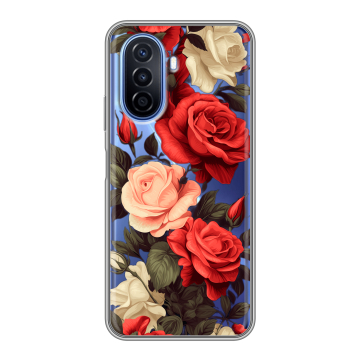 Силиконовый чехол на Huawei Nova Y70 с принтом Розы Силиконовый чехол на Huawei Nova Y70 с принтом Розы