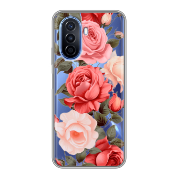 Силиконовый чехол на Huawei Nova Y70 с принтом Розы Силиконовый чехол на Huawei Nova Y70 с принтом Розы