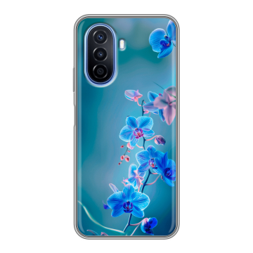 Силиконовый чехол на Huawei Nova Y70 с принтом Голубые цветы