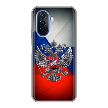Силиконовый чехол на Huawei Nova Y70 с принтом Флаг России Силиконовый чехол на Huawei Nova Y70 с принтом Флаг России