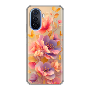 Силиконовый чехол на Huawei Nova Y70 с принтом Цветы и бабочки Силиконовый чехол на Huawei Nova Y70 с принтом Цветы и бабочки