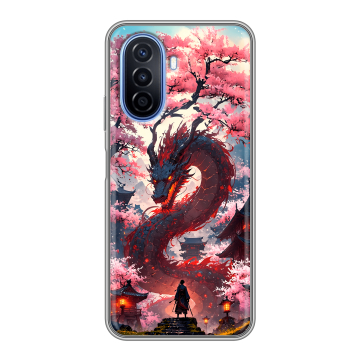 Силиконовый чехол на Huawei Nova Y70 с принтом Дракон Японский