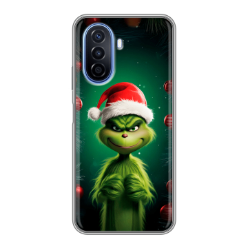 Силиконовый чехол на Huawei Nova Y70 с принтом Гринч Новый год Рождество