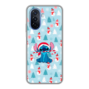 Силиконовый чехол на Huawei Nova Y70 с принтом Стич Новый год