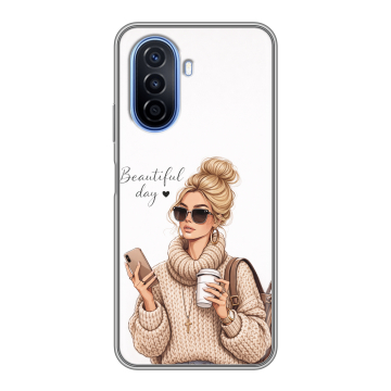 Силиконовый чехол на Huawei Nova Y70 с принтом женский