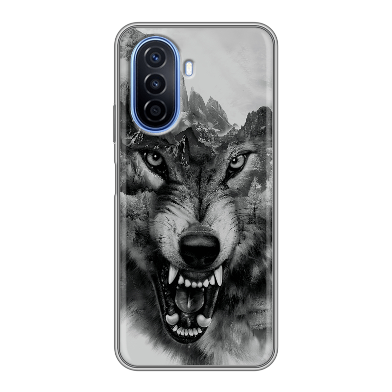 Силиконовый чехол на Huawei Nova Y70 с принтом Волк Силиконовый чехол на Huawei Nova Y70 с принтом Волк