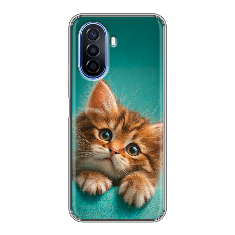 Силиконовый чехол на Huawei Nova Y70 с принтом котенок Силиконовый чехол на Huawei Nova Y70 с принтом котенок
