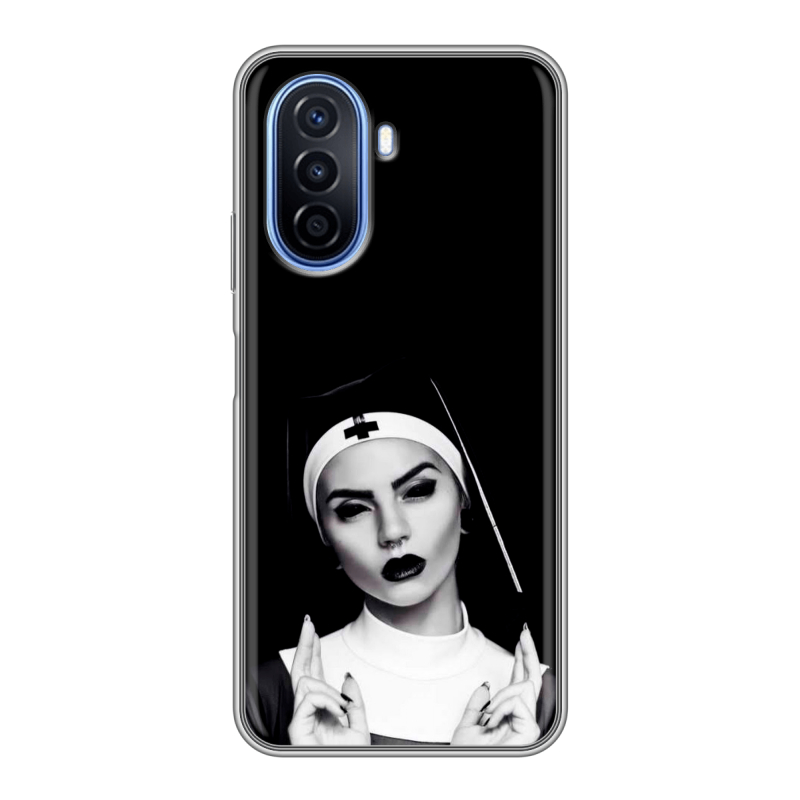 Силиконовый чехол на Huawei Nova Y70 с принтом монашка Силиконовый чехол на Huawei Nova Y70 с принтом монашка
