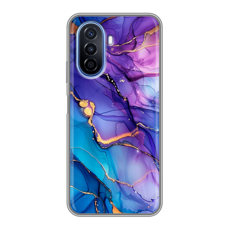 Силиконовый чехол на Huawei Nova Y70 с принтом синий мрамор Силиконовый чехол на Huawei Nova Y70 с принтом синий мрамор