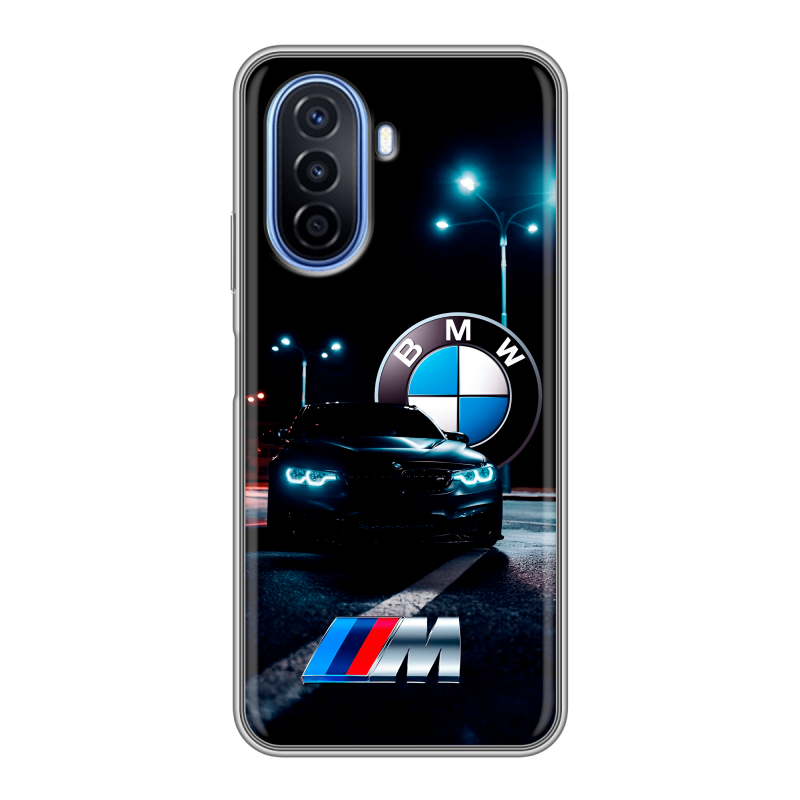 Силиконовый чехол на Huawei Nova Y70 с принтом БМВ BMW Силиконовый чехол на Huawei Nova Y70 с принтом БМВ BMW