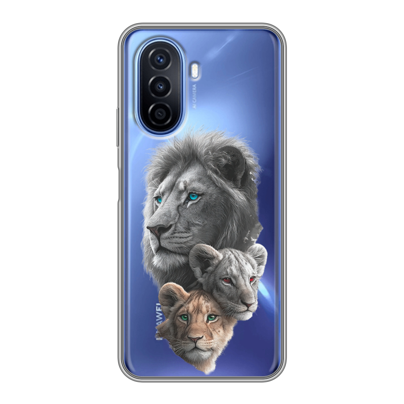 Силиконовый чехол на Huawei Nova Y70 с принтом Львы Силиконовый чехол на Huawei Nova Y70 с принтом Львы
