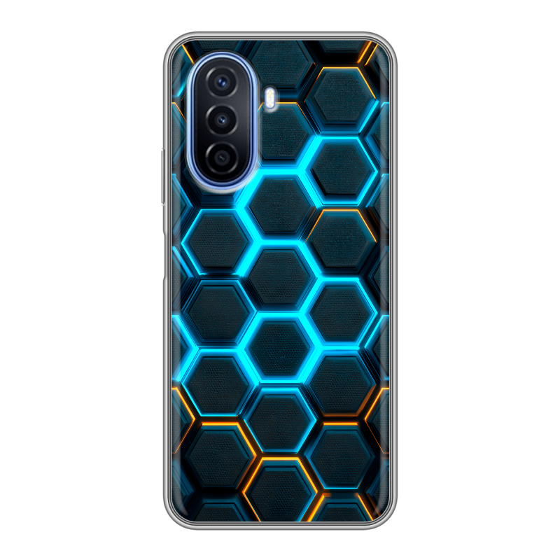 Силиконовый чехол на Huawei Nova Y70 с принтом Неоновые соты Силиконовый чехол на Huawei Nova Y70 с принтом Неоновые соты