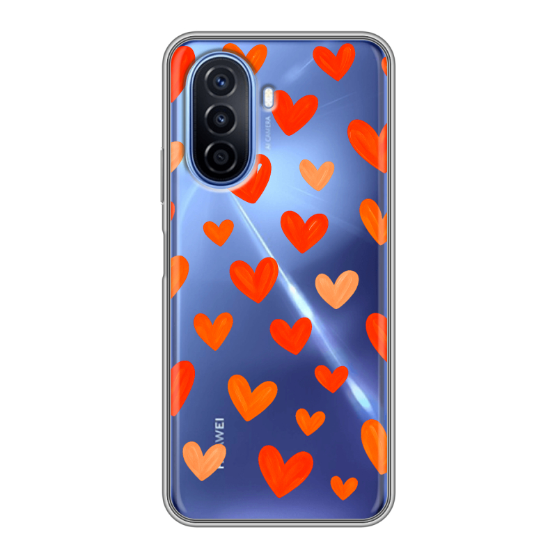 Силиконовый чехол на Huawei Nova Y70 с принтом Сердечки Силиконовый чехол на Huawei Nova Y70 с принтом Сердечки