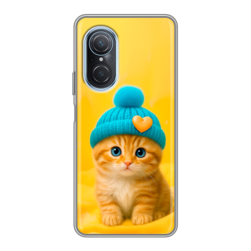 Силиконовый чехол на Huawei Nova 9 SE с принтом Котенок в шапке Силиконовый чехол на Huawei Nova 9 SE с принтом Котенок в шапке