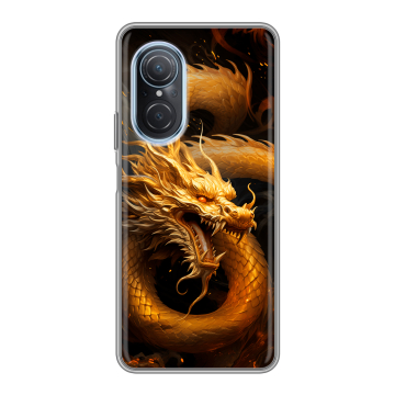 Силиконовый чехол на Huawei Nova 9 SE с принтом Золотой дракон