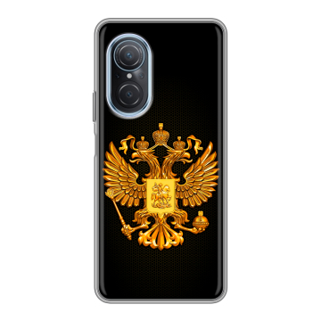 Силиконовый чехол на Huawei Nova 9 SE с принтом Герб России желтый