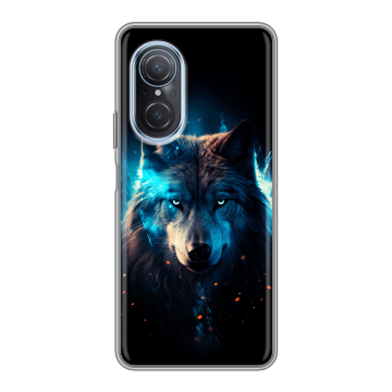 Силиконовый чехол на Huawei Nova 9 SE с принтом Волк ночной