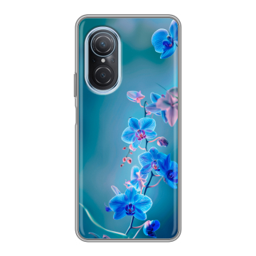 Силиконовый чехол на Huawei Nova 9 SE с принтом Голубые цветы