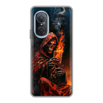 Силиконовый чехол на Huawei Nova 9 SE с принтом Скелет и карты