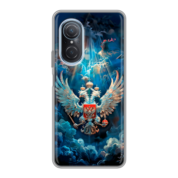 Силиконовый чехол на Huawei Nova 9 SE с принтом Герб флаг России