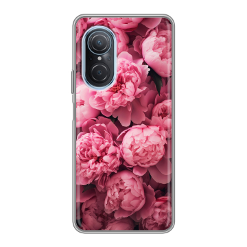 Силиконовый чехол на Huawei Nova 9 SE с принтом цветы пионы