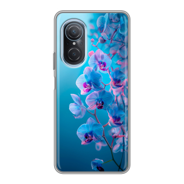 Силиконовый чехол на Huawei Nova 9 SE с принтом голубые орхидеи