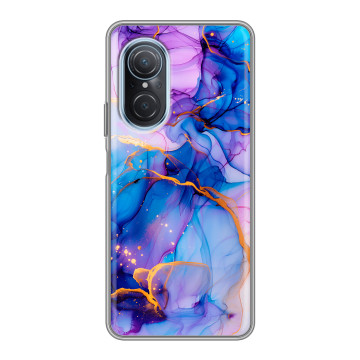Силиконовый чехол на Huawei Nova 9 SE с принтом синий мрамор