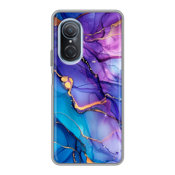 Силиконовый чехол на Huawei Nova 9 SE с принтом синий мрамор