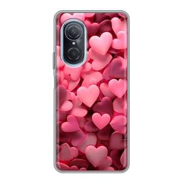 Силиконовый чехол на Huawei Nova 9 SE с принтом розовые сердечки
