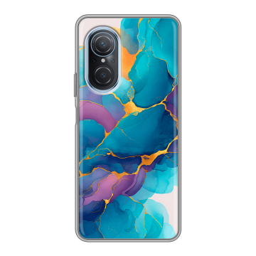 Силиконовый чехол на Huawei Nova 9 SE с принтом Мрамор блестки