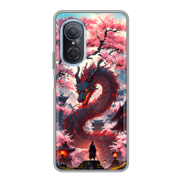 Силиконовый чехол на Huawei Nova 9 SE с принтом Дракон Японский