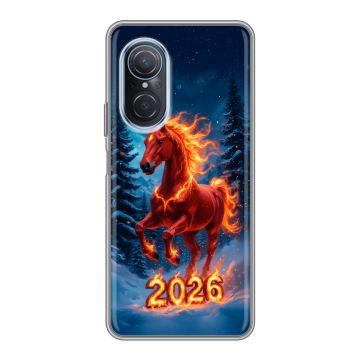 Силиконовый чехол на Huawei Nova 9 SE с принтом Новый год коня
