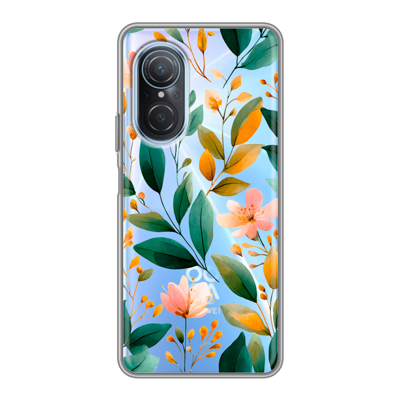 Силиконовый чехол на Huawei Nova 9 SE с принтом Цветы паттерн Силиконовый чехол на Huawei Nova 9 SE с принтом Цветы паттерн