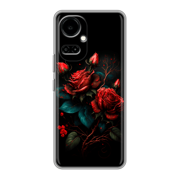 Силиконовый чехол на Tecno Camon 19 с принтом Розы красные Силиконовый чехол на Tecno Camon 19 с принтом Розы красные