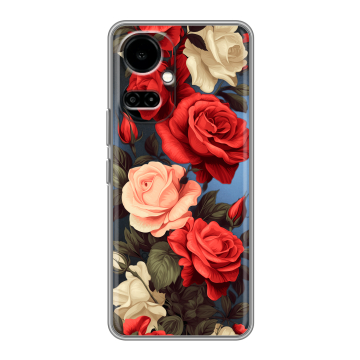 Силиконовый чехол на Tecno Camon 19 с принтом Розы