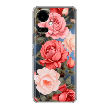 Силиконовый чехол на Tecno Camon 19 с принтом Розы Силиконовый чехол на Tecno Camon 19 с принтом Розы