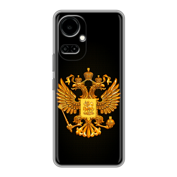 Силиконовый чехол на Tecno Camon 19 с принтом Герб России желтый Силиконовый чехол на Tecno Camon 19 с принтом Герб России желтый