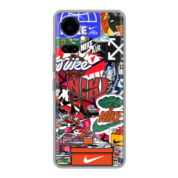 Силиконовый чехол на Tecno Camon 19 с принтом Найк Nike яркий