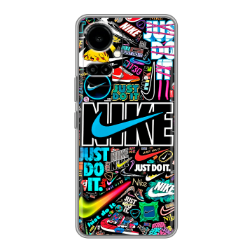 Силиконовый чехол на Tecno Camon 19 с принтом найк nike черный Силиконовый чехол на Tecno Camon 19 с принтом найк nike черный