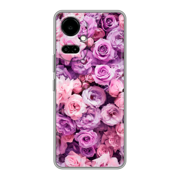 Силиконовый чехол на Tecno Camon 19 с принтом лавандовые розы