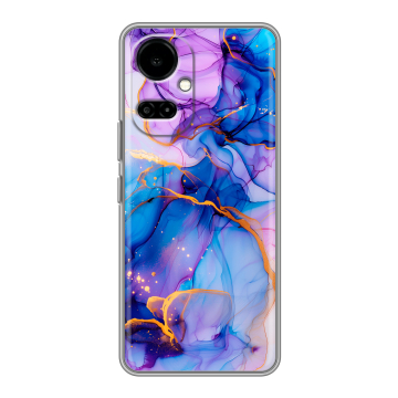 Силиконовый чехол на Tecno Camon 19 с принтом синий мрамор