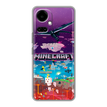 Силиконовый чехол на Tecno Camon 19 с принтом Майнкрафт Minecraft