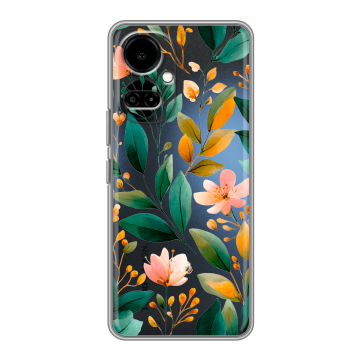 Силиконовый чехол на Tecno Camon 19 с принтом Цветы паттерн